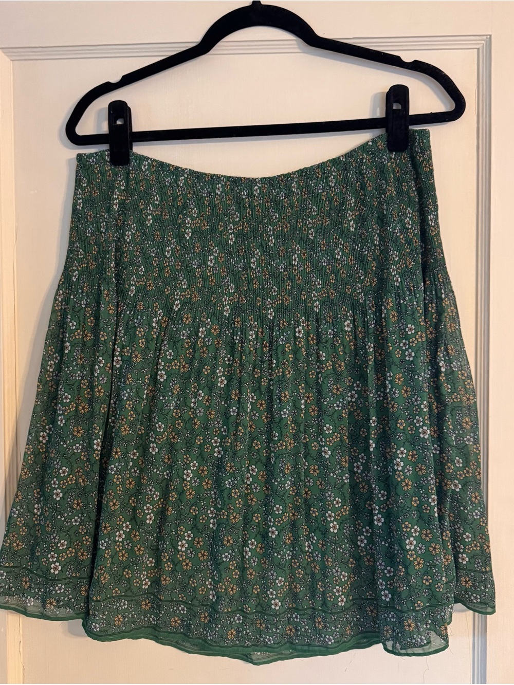 Max Studio Green Floral Smocked Waist Circle Skirt
